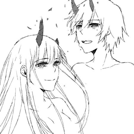 Раскраска аниме с рожками