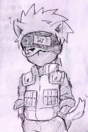 Чиби Какаси Хатакэ карандашом