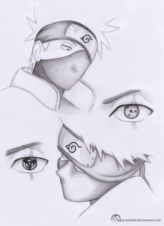 Шип Какаси и Наруто срисовка