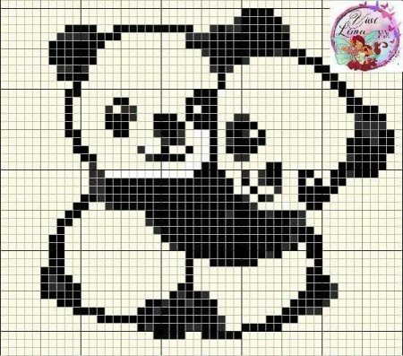 Рисование по клеточкам в тетради Панда