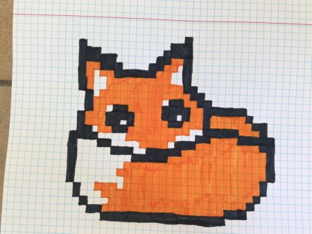 Рисование по клеточкам в тетради лисы