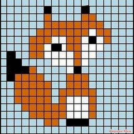 Рисование по клеточкам лиса