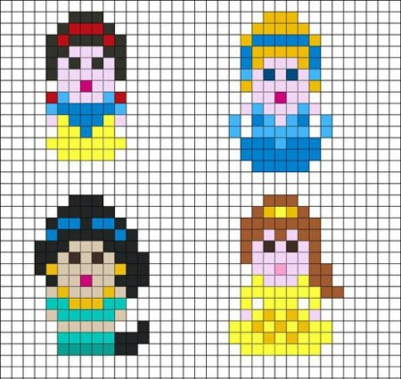 Рисунки по клеточкам принцессы