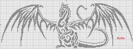 Монохромная вышивка крестом дракон