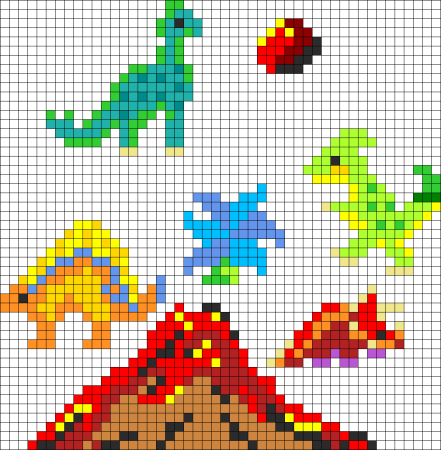 Маленькая вышивка динозавр