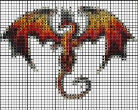 Летящий дракон - Бесплатная авторская схема вышивки крестиком Символ Нового года