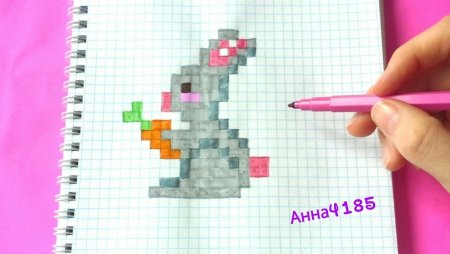 Рисунки по клеточкам зайчик