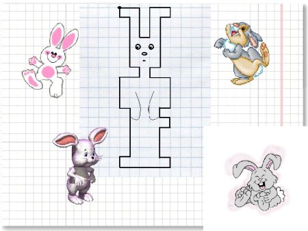 Рисование по клеточкам заяц