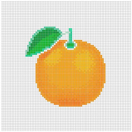 Рисование по клеточкам апельсин