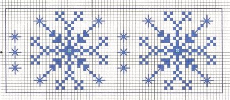 Жаккард снежинки спицами