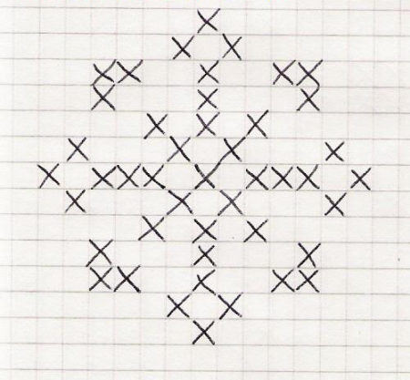 Вышивка на листочке в клеточку