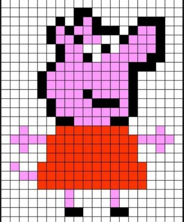 Свинка по клеточкам в тетради