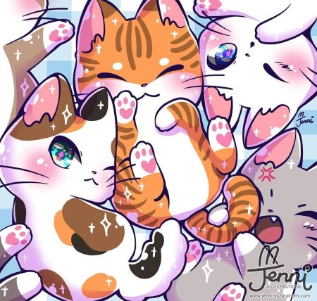 Коты в анимешном стиле