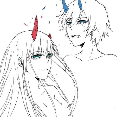 Милый во Франксе Хиро с рожками