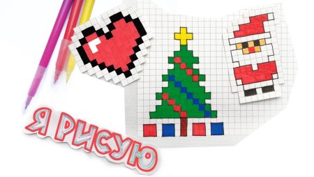 Рисунки по клеточкам новогодние маленькие