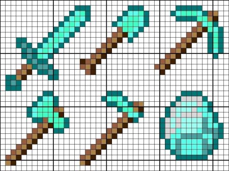 Рисунки по клеткам из МАЙНКРАФТА