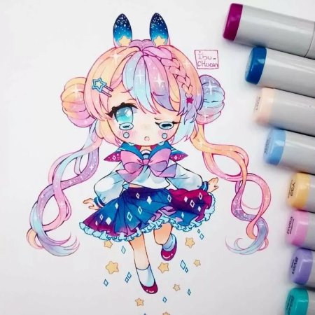 Чиби маркерами Copic