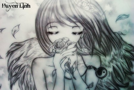 Аниме девушка ангел для срисовки