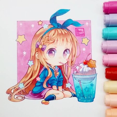 Аниме Чиби для рисования маркерами