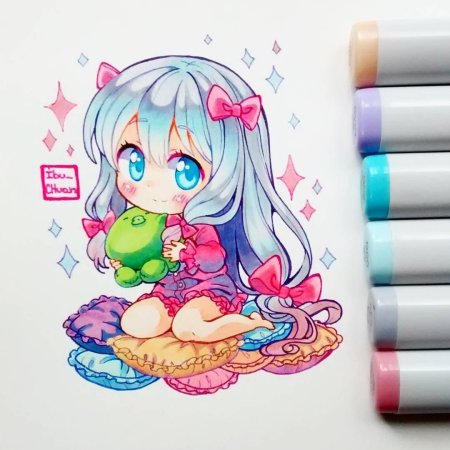 Чиби маркерами Копик