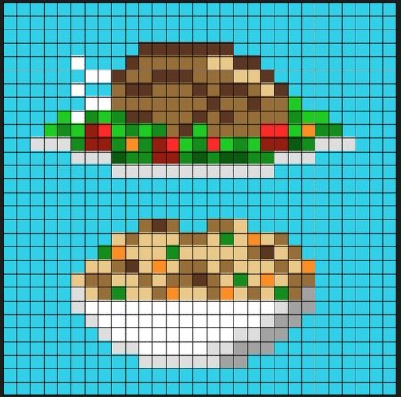 Рисование по клеточкам еда маленькие