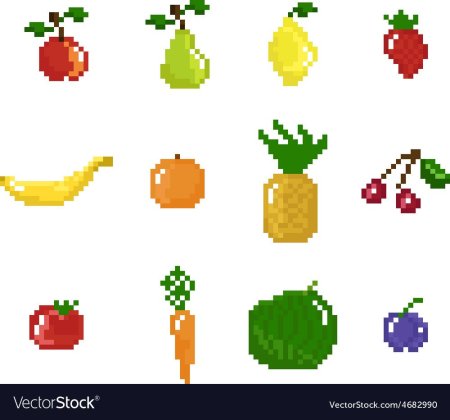 Рисование по клеточкам фрукты