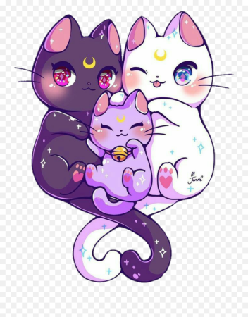 Кошка Луна и Артемис и Диана аниме