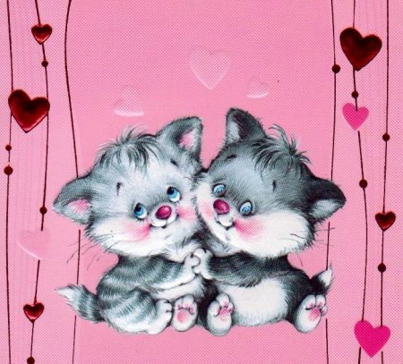 С днем Святого Валентина котики