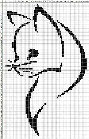 Монохромная вышивка кошки