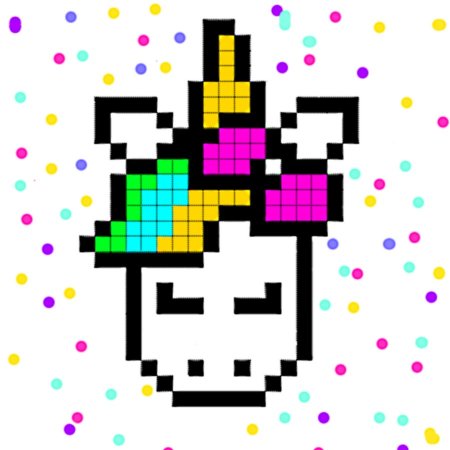 Единорог по клеточкам в тетради маленький