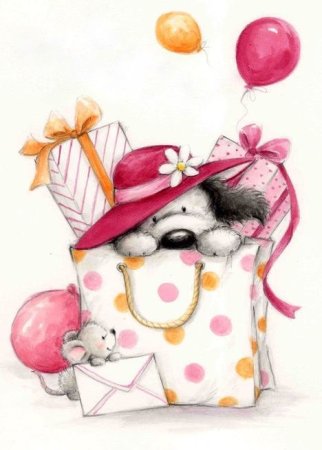 Милая открытка на др