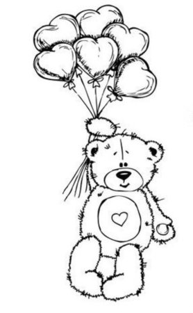 Мишка с шариками раскраска