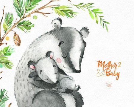 Иллюстрации животных ко Дню матери