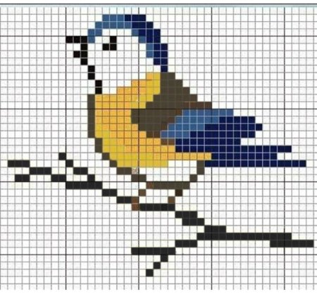 Рисование по клеточкам птицы