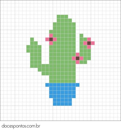 Кактус по клеточкам в тетради