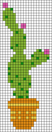 Кактус по клеточкам в тетради