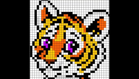 Тигр по клеточкам