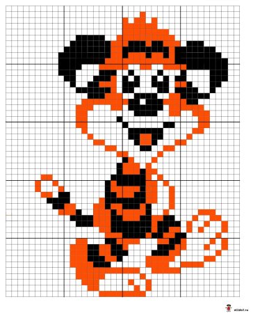 Рисунки по клеточкам тигр