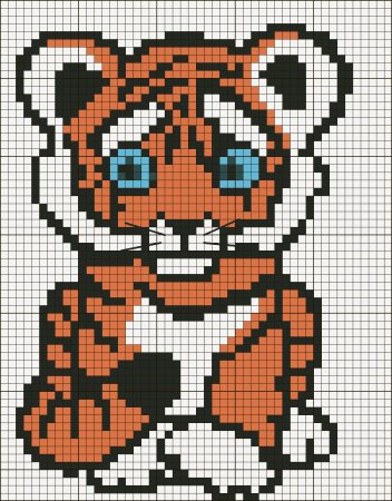 Вышивка крестиком для начинающих Тигренок
