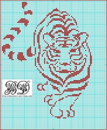 Вышивка тигр монохром