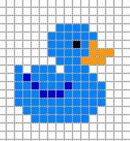 Рисование по клеточкам уточка