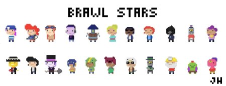 Пиксель арт персонажи из БРАВЛ старс