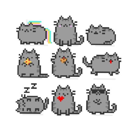 Котики по клеточкам маленькие