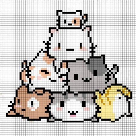 Рисунки по клеточкам котики