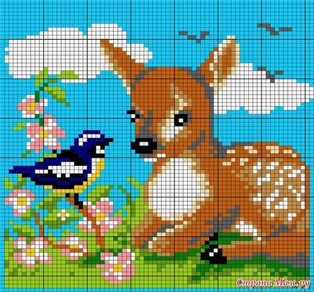 Павлин по клеточкам