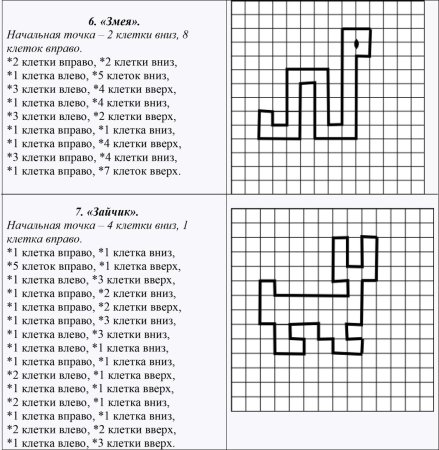 Графический диктант для дошкольников листик