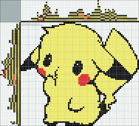 Рисование по клеткам Пикачу