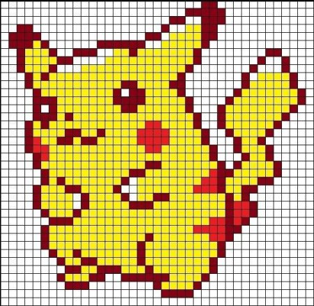 Рисование по клеткам Пикачу