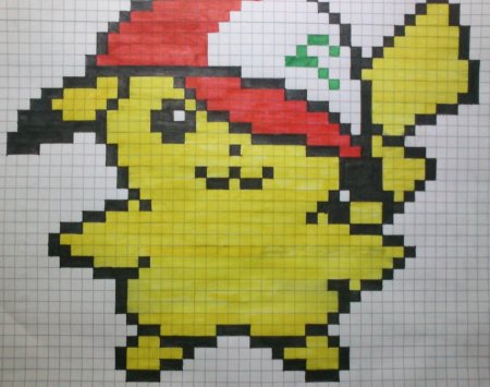 Рисование по клеткам Пикачу