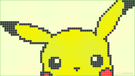 Рисование по клеткам Пикачу